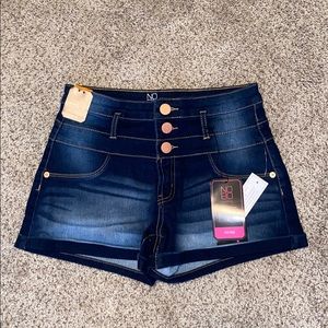 High Waisted Dark-wash Jean Shorts